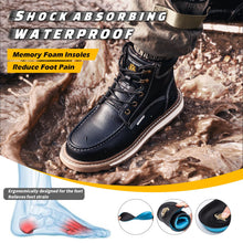 Load image into Gallery viewer, KELODON Waterproof Steel Toe Boots For Men-6" Leather Moc Toe Winter Warm Work Boots Mens Steel Toe Shoes Indestructible Non Slip Resistant Construction Safety Boot,Black,size 9.5 Men

