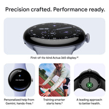 Load image into Gallery viewer, Google Pixel Watch 4 (41mm) - Android - 2 Years of Data- Heart Rate,Sleep &amp; Fitness Tracking -30-Hour Battery -Polished Silver Aluminum Case - Iris Active Band - LTE (2025) -Google Pixel Watch app
