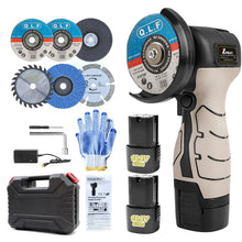 Load image into Gallery viewer, ZFULVO Cordless Brush Angle Grinder Kit, 19500rpm Mini Electric Angle Grinding Tool with 2pcs 16.8V 2000mAh Batteries and 6-Cutting Discs, Grinder Handheld Cutter for Metal Wood
