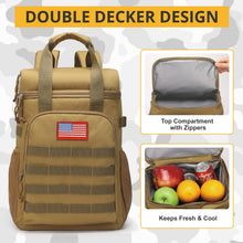 Load image into Gallery viewer, Tactical Backpack Cooler,Lunch Backpack for Men Work with Handle，Soft Cooler Backpack Insulated Waterproof Leak Proof，Heavy Ice Chest Backpack for Hiking Camping(Brown)

