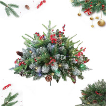 Load image into Gallery viewer, Pre-lit Artificial Christmas Tree Urn Filler, Outdoor Christmas Tree Feel Real Urn Filler with Lights &amp;Tripod Stake, Lighted Holiday Planter Filler for Outdoor, Weatherproof (1Pcs-B)
