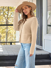 Load image into Gallery viewer, LILLUSORY Cardigan for Women Cropped Cardigan Sweaters Trendy 2024 with Pockets Lightweight Open Front Button Knit Cardigan Apricot
