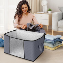 Load image into Gallery viewer, Fab totes 6 Pack Clothes Storage, Foldable Thick Fabric Blanket Storage Bags, Containers for Organizing Bedroom, Closet, Clothing, Comforter,Closet Organization with Handle,Grey
