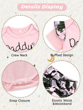 Load image into Gallery viewer, AMAWMW Baby Girl Clothes Set Daddys Little Girl Ruffle Romper Top Camouflage Pants Newborn Infant Baby Girl Outfit (Pink-A, 12-18 Months)
