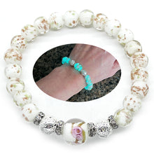 Load image into Gallery viewer, ARTSY Crafts Glow in the Dark Firefly Beads Bracelet for Women, Luminous Glass Beads Healing Crystal Glowing Beaded Bracelets, Mermaid Bracelet, Stretch Stackable Bangle Wristband (White)

