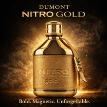 Load image into Gallery viewer, Dumont Nitro Gold Extrait De Parfum 3.4 Fl. Oz | Long Lasting Unisex Perfume | Citrus Woody Amber Fragrance | Premium Luxury Scent for Men
