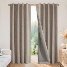 Load image into Gallery viewer, Joydeco Blackout Curtains for Bedroom - 100% Light Blocking 2 Panels Set Linen Drapes 42" W x 108" L, Thermal Insulated Room Darkening Curtains, Linen Textured for Living Room, Rod Pocket &amp; Back Tabs
