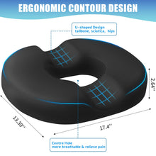 Load image into Gallery viewer, BlissTrends Donut Pillow Seat Cushion,Donut Chair Cushions for Postpartum Pregnancy &amp; Hemorrhoids,Tailbone Pain Relief Cushion,Memory Foam Lifting Cushions for Office&amp;Home Chairs (Black)
