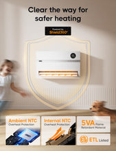 Load image into Gallery viewer, Dreo Smart Wall Heater, Electric Space Heater for Bedroom 1500W, 120° Vertical Oscillation, Adjustable Thermostat, Remote Control, 24H Timer, Easy-Mount Heater for Indoor Use, Works with Alexa, WH719S
