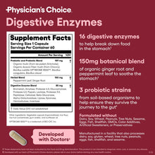 Load image into Gallery viewer, Physician's CHOICE Digestive Enzymes for Bloating &amp; Digestion - Fast-Acting 16 Enzyme Formula with Organic Prebiotics &amp; Probiotics for Gut &amp; Digestive Health - Meal Time Discomfort Relief - 60 CT
