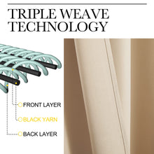 Load image into Gallery viewer, NICETOWN Blackout Curtain Panels for Bedroom, Bicotti Beige, 2 Panels, W29 x L36-inch, Thermal Insulated Grommet Top Blackout Draperies and Drapes for Basement
