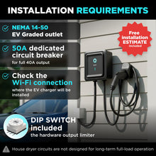 Load image into Gallery viewer, EVIQO Level 2 EV Charger, 40 Amp, J1772 for Non-Tesla EVs, 25ft Cable, WiFi (2.4GHz) Smart App, Weatherproof Indoor/Outdoor (IP66, NEMA 4), UL &amp; ETL Certified, NEMA 14-50 Plug-in 240V
