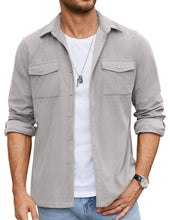 Load image into Gallery viewer, COOFANDY Men's Button Down Waffle Shirt Jacket Casual Long Sleeve Shacket Lightweight Overshirts with Flap Pockets
