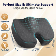 Load image into Gallery viewer, TushGuard Seat Cushion - Memory Foam Sitting Pillow for Office Chair, Car Seat, Airplane, Bleacher - Sciatica &amp; Hip &amp; Coccyx Pain Relief Desk Chair Cushion for Long Sitting Office Workers, Car Drivers
