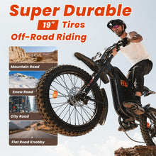 Load image into Gallery viewer, Flydone Electric Dirt Bike for Adults, 𝟰𝟬𝟬𝟬𝗪 𝗣𝗲𝗮𝗸 27AH Electric Bike, 𝟯𝟱𝗠𝗣𝗛 65+ Mile Range, 19" Fat Tire Off-Road Motorcycle, Hydraulic Disc Brakes,Dark Camel
