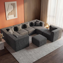 Load image into Gallery viewer, MONVANE Modular Sectional Sofa, Oversized 8 Seat Convertible U Shaped Couch with Ottoman, Comfy Chenille Cloud Couch with Deep Seat, Sectional Couches for Living Room, No Assembly Required, Grey
