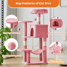 Load image into Gallery viewer, Sweetcrispy 44 Inch Cats Tree Tower, Cat Climbing Tower with Natural Sisal Scratching Posts, Hammock, Pet Condo for Indoor Cats and Kittens Play, Pink
