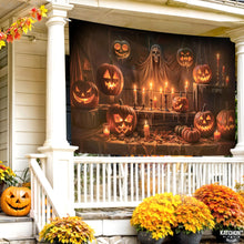 Load image into Gallery viewer, KatchOn, XtraLarge Spooky Halloween Backdrop - 72x44 Inch | Halloween Pumpkin Banner for Pumpkin Halloween Decorations | Halloween Photo Backdrop | Halloween Banner for Halloween Party Decorations
