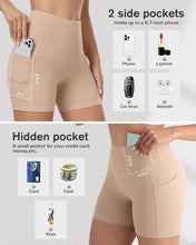 Load image into Gallery viewer, Biker Yoga Shorts with Pockets for Women,High Waisted Athletic Running Workout Gym Shorts Tummy Control 5"(Nude, XL)

