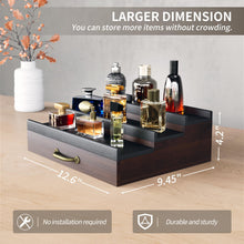 Load image into Gallery viewer, YIKIBOX Cologne Organizer for Men,Wooden Perfume Organizer with Hidden Compartment and Drawer,Cologne Stand Organizer and Storage Display Risers for Dresser,Great Gift for Men/Friend(DarkBrown)
