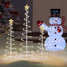 Load image into Gallery viewer, JOIEDOMI 3 Pack Spiral Christmas Tree Lights, 218 LED Outdoor Lighted Tree with Star Topper &amp; Stakes, Christmas Decorations for Yard Porch Patio Garden Holiday Xmas Eve Night Décor, Warm White
