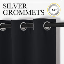 Load image into Gallery viewer, NICETOWN Blackout Curtain Panels for Bedroom, Black, 2 Panels, W29 x L36-inch, Thermal Insulated Grommet Top Blackout Draperies and Drapes for Basement
