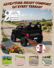 Load image into Gallery viewer, First Ride On 24V Ride on Toys for Big Kids, Licensed Ford F-150 Raptor 2 Seater Kids Ride on Car w/Remote Control, Toddler Electric Car w/LED Lights, Bluetooth, Truck Bed Storage, Soft Start (Black)
