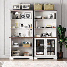 Load image into Gallery viewer, blini 5 Shelf Tall Bookcase with Glass Doors White Bookshelf 31in Wide Display Standing Storage Shelf 72in Tall Wood Book Shelves for Bedroom Living Room Office Library
