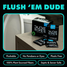 Load image into Gallery viewer, DUDE Wipes - On-The-Go Flushable Wipes - 2 Pack, 60 Wipes - Mint Chill Extra-Large Individually Wrapped Adult Wet Wipes with Eucalyptus &amp; Tea Tree Oil - Septic and Sewer Safe
