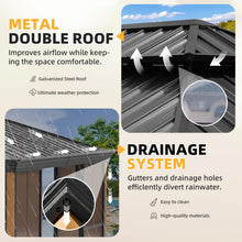 Load image into Gallery viewer, EROMMY 12' X 20' Hardtop Sunroom, Galvanized Steel Double Roof Gazebo Solarium with Wood Grain Aluminum Frame &amp; Detachable Windows, All-Weather Sun Room for Patio Deck Backyard
