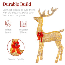 Load image into Gallery viewer, Best Choice Products 3-Piece Large Lighted Christmas Deer Family Set 5Ft Outdoor Yard Decoration with 360 LED Lights, Stakes, Zip Ties - Gold
