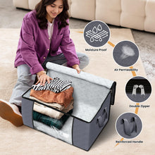 Load image into Gallery viewer, Fab totes 6 Pack Clothes Storage, Foldable Thick Fabric Blanket Storage Bags, Containers for Organizing Bedroom, Closet, Clothing, Comforter,Closet Organization with Handle,Grey
