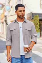 Load image into Gallery viewer, COOFANDY Men's Button Down Waffle Shirt Jacket Casual Long Sleeve Shacket Lightweight Overshirts with Flap Pockets
