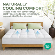 Load image into Gallery viewer, Extra-Thick 2 Inch Queen Size Mattress Topper - Ultra Plush &amp; Soft Viscose Derived from Bamboo Mattress Pad, Naturally Cooling &amp; Perfect for Full Body Support, Snow White
