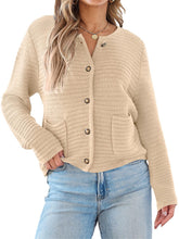 Load image into Gallery viewer, LILLUSORY Cardigan for Women Cropped Cardigan Sweaters Trendy 2024 with Pockets Lightweight Open Front Button Knit Cardigan Apricot
