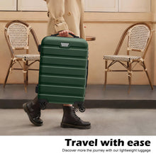 Load image into Gallery viewer, Coolife Luggage 3 Piece Set, Lightweight Durable Hardshell Suitcase set with 360° Spinner Wheels, TSA-approved Lock, Checked Family Travel Luggage sets, 20/24/28 Inch, Dark Green
