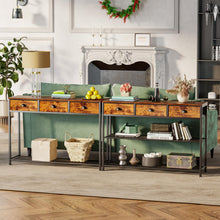 Load image into Gallery viewer, Furologee 5 Tier Bookshelf and Entryway Table Set, Adjustable Tall Bookcase with 2 Drawers, 38'' Console Sofa Table with 3 Fabric Drawers
