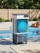 Load image into Gallery viewer, 3000CFM Swamp Cooler, 4-IN-1 Evaporative Air Conditioners With 9.2 Gal Water Tank, 4 Ice Packs, Remote, 12H Timer, 120°Oscillation, 36”Portable Cooling Fan with 3 Modes&amp;Speeds for Bedroom Indoor Room
