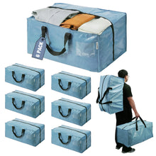 Load image into Gallery viewer, WORKPRO 6 Pack Extra Large Moving Bags with Zippers &amp; Carrying Handles Backpack Straps, Heavy-Duty Storage Tote for Space Saving &amp; Storage, Alternative to Moving Box (Dusty Blue)
