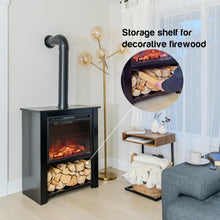 Load image into Gallery viewer, Innsbruck Electric LED Fireplace Stove - Décor Chimney Flue and Wood - 32" Wide x 38" Tall – Soot Black Finish - New 2024
