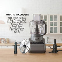 Load image into Gallery viewer, Ninja Food Processor, Professional Plus, 1000 Peak Watts, 4 Functions for Chopping, Slicing, Purees &amp; Dough with 9-Cup Processor Bowl, 3 Blades, Food Chute &amp; Pusher, Silver, BN601
