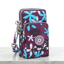 Load image into Gallery viewer, Crossbody Fanny Pack for Women Men, 3-Layer Storage Fabric Phone Bag with Adjustable Strap, Lightweight Casual Wallet for Shopping Travel Daily Use, Navy Blue Floral
