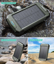 Load image into Gallery viewer, BLAVOR Solar Power Bank 10,000mAh, Portable Wireless Charger, 20W Fast Charging External Battery Pack with USB C for Cell Phones, Solar Panel Charging with Dual Flashlight for Camping

