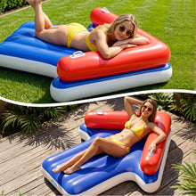 Load image into Gallery viewer, Funscape Inflatable Pool Floats for Adult, Floating Pool Lounger Tanning Bed, Cool Sun Bathing Tan Blow up Raft Floatie W/Handle, Summer Swimming Water Mat, Party Gifts for Beach Backyard Lake - Blue

