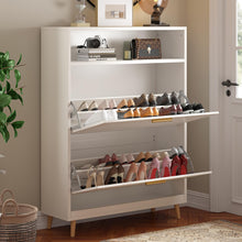 Load image into Gallery viewer, EnHomee Shoe Cabinet with 2 Flip Drawers, Shoe Storage Cabinet, Shoe Cabinet Storage for Entryway, Hidden Shoe Organizer, Size up to Men's 13 Hidden Shoe Cabinet, Narrow Shoe Cabinet with Doors White
