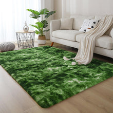 Load image into Gallery viewer, DweIke Fluffy Dark Green Rugs for Bedroom Living Room, 8x10 Large Soft Plush Shaggy Tie-Dyed Forest Moss Green Girls Boys Kids Rug, Non-Slip and Machine Washable Carpet for Dorm Nursery Decor

