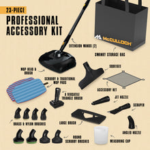 Load image into Gallery viewer, McCulloch MC1385 Deluxe Canister Steam Cleaner, 2-Hour Runtime, Chemical-Free, 23 Accessories: Mop Head, Brushes &amp; More - Built for Home, Tile, Carpet, Furniture, &amp; Personal Car Detailing
