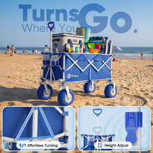 Load image into Gallery viewer, Sekey Heavy Duty Beach Wagon with 9" Big Sand-Proof Wheels – 600lb Capacity, 200L Oversized Foldable Cart | Adjustable Handle &amp; All-Terrain Tires for Sand, Camping, Groceries
