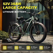 Load image into Gallery viewer, Electric Bike for Adult, 36Ah 52V Dual Motor Ebikes, 51MPH Peak 6000W Electric Bike Fastest Ebike, 130 Miles Electric Bicycle, 26” Fat Tire Mens E Bike, Hydraulic Brake, 7 Speed, Front Suspension
