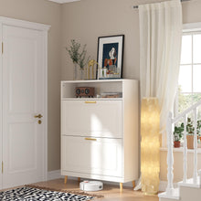Load image into Gallery viewer, EnHomee Shoe Cabinet with 2 Flip Drawers, Shoe Storage Cabinet, Shoe Cabinet Storage for Entryway, Hidden Shoe Organizer, Size up to Men's 13 Hidden Shoe Cabinet, Narrow Shoe Cabinet with Doors White
